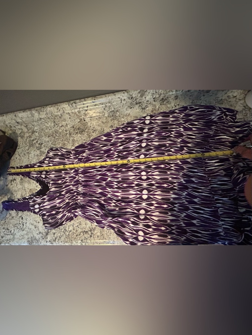 Express High-Low Maxi Dress Purple Ikat Print Lace Back Cutout V-Neck Size M - Picture 14 of 14